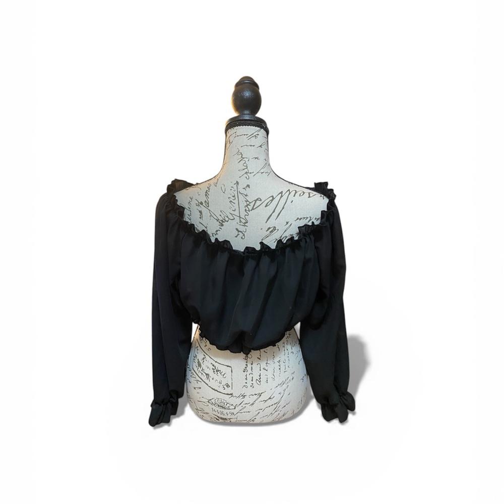 ROMWE Black Off-Shoulder Blouse with Button Detail - Picture 2 of 2